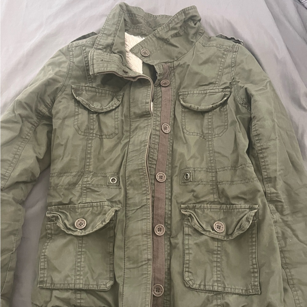 Bluenotes Utility Green Jacket With Sherpa Inside